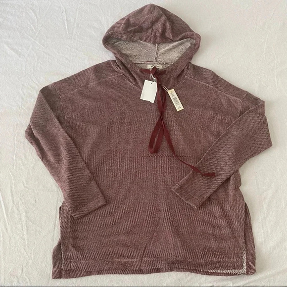 Max Studio Women’s Size XS Maroon Textured Hoodie Pullover Long Sleeve Top - Picture 5 of 5